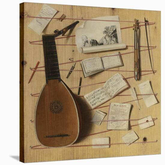 Trompe L'Oeil Still Life with a Lute, Rebec and Music Sheets-Cornelis Norbertus Gijsbrechts-Stretched Canvas