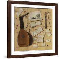 Trompe L'Oeil Still Life with a Lute, Rebec and Music Sheets-Cornelis Norbertus Gijsbrechts-Framed Giclee Print