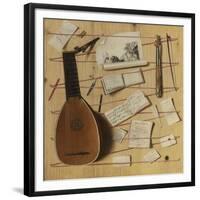 Trompe L'Oeil Still Life with a Lute, Rebec and Music Sheets-Cornelis Norbertus Gijsbrechts-Framed Giclee Print