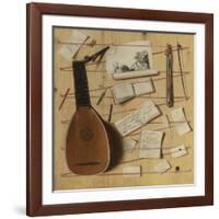 Trompe L'Oeil Still Life with a Lute, Rebec and Music Sheets-Cornelis Norbertus Gijsbrechts-Framed Giclee Print