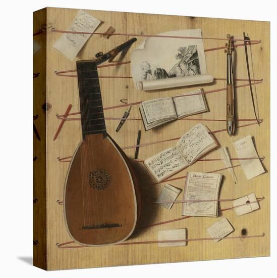 Trompe L'Oeil Still Life with a Lute, Rebec and Music Sheets-Cornelis Norbertus Gijsbrechts-Stretched Canvas