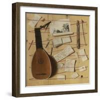 Trompe L'Oeil Still Life with a Lute, Rebec and Music Sheets-Cornelis Norbertus Gijsbrechts-Framed Giclee Print