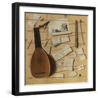 Trompe L'Oeil Still Life with a Lute, Rebec and Music Sheets-Cornelis Norbertus Gijsbrechts-Framed Giclee Print