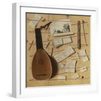 Trompe L'Oeil Still Life with a Lute, Rebec and Music Sheets-Cornelis Norbertus Gijsbrechts-Framed Giclee Print