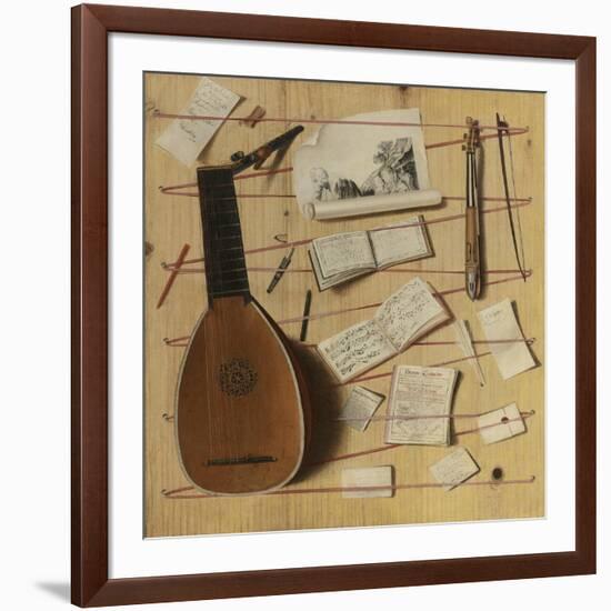 Trompe L'Oeil Still Life with a Lute, Rebec and Music Sheets-Cornelis Norbertus Gijsbrechts-Framed Giclee Print