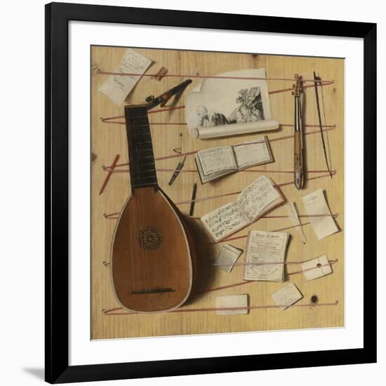 Trompe L'Oeil Still Life with a Lute, Rebec and Music Sheets-Cornelis Norbertus Gijsbrechts-Framed Giclee Print