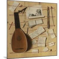 Trompe L'Oeil Still Life with a Lute, Rebec and Music Sheets-Cornelis Norbertus Gijsbrechts-Mounted Giclee Print