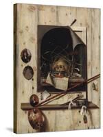 Trompe L'Oeil with Studio Wall and Vanitas Still Life, 1668-Cornelis Norbertus Gysbrechts-Stretched Canvas