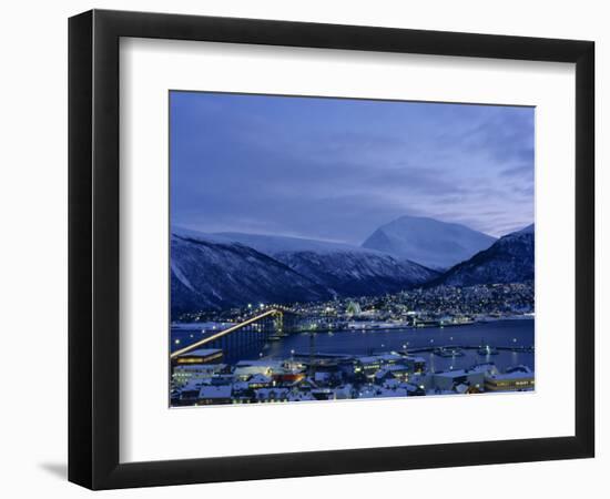 Tromso and its Bridge to the Mainland at Dusk, Arctic Norway, Scandinavia, Europe-Dominic Harcourt-webster-Framed Photographic Print