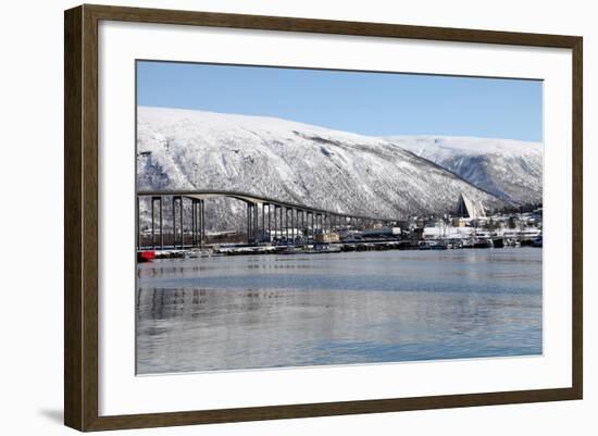 Tromso Bridge and the Cathedral of the Arctic in Tromsdalen, Troms, Norway, Scandinavia, Europe-David Lomax-Framed Photographic Print