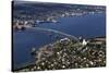 Tromso River and Tromso Including the Cathedral from Top of Tromsoya City Center of Tromso-Olivier Goujon-Stretched Canvas