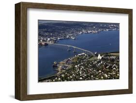 Tromso River and Tromso Including the Cathedral from Top of Tromsoya City Center of Tromso-Olivier Goujon-Framed Photographic Print