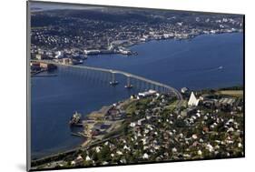 Tromso River and Tromso Including the Cathedral from Top of Tromsoya City Center of Tromso-Olivier Goujon-Mounted Photographic Print