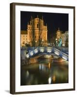 Tromstovje Triple Bridge Over the River Ljubljanica, Slovenia, Eastern Europe-Christian Kober-Framed Photographic Print