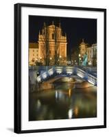 Tromstovje Triple Bridge Over the River Ljubljanica, Slovenia, Eastern Europe-Christian Kober-Framed Photographic Print