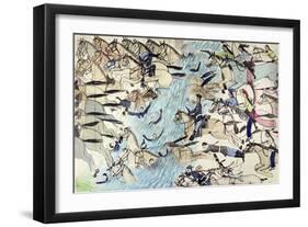 Troopers Being Driven Across the River-Amos Bad Heart Buffalo-Framed Giclee Print