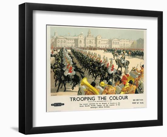 Trooping the Colour, Poster Advertising British Railways, c.1950-Christopher Clark-Framed Premium Giclee Print