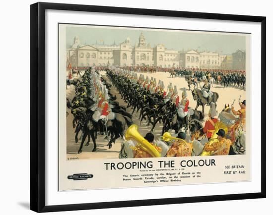 Trooping the Colour, Poster Advertising British Railways, c.1950-Christopher Clark-Framed Giclee Print
