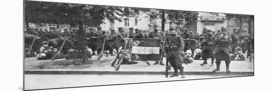 Troops and Flag of the French 102nd Infantry, Saint-Francois-Xavier, Paris, France, August 1914-null-Mounted Giclee Print