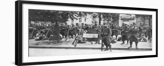 Troops and Flag of the French 102nd Infantry, Saint-Francois-Xavier, Paris, France, August 1914-null-Framed Giclee Print