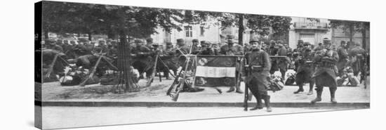 Troops and Flag of the French 102nd Infantry, Saint-Francois-Xavier, Paris, France, August 1914-null-Stretched Canvas