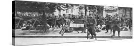 Troops and Flag of the French 102nd Infantry, Saint-Francois-Xavier, Paris, France, August 1914-null-Stretched Canvas