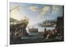 Troops Embarking on Galley in Port of Genoa-null-Framed Giclee Print