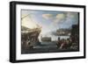 Troops Embarking on Galley in Port of Genoa-null-Framed Giclee Print