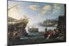 Troops Embarking on Galley in Port of Genoa-null-Mounted Giclee Print