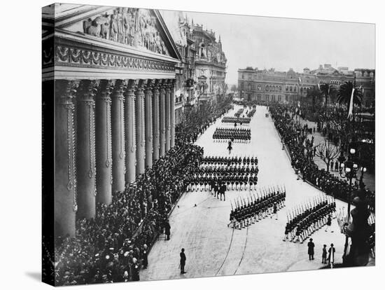 Troops Marching Down Avenida Alvear-null-Stretched Canvas