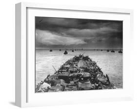 Troops Packed LCI Trailing in Wake of Coast Guard Manned LST for Invasion of Cape Sansapor-Harry Watson-Framed Photographic Print