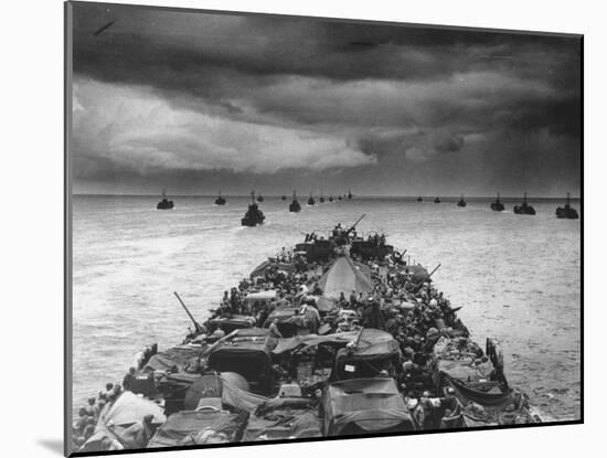 Troops Packed LCI Trailing in Wake of Coast Guard Manned LST for Invasion of Cape Sansapor-Harry Watson-Mounted Photographic Print