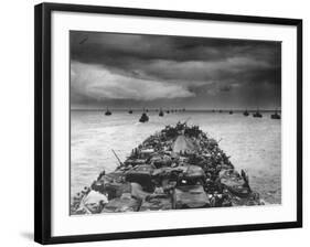 Troops Packed LCI Trailing in Wake of Coast Guard Manned LST for Invasion of Cape Sansapor-Harry Watson-Framed Photographic Print