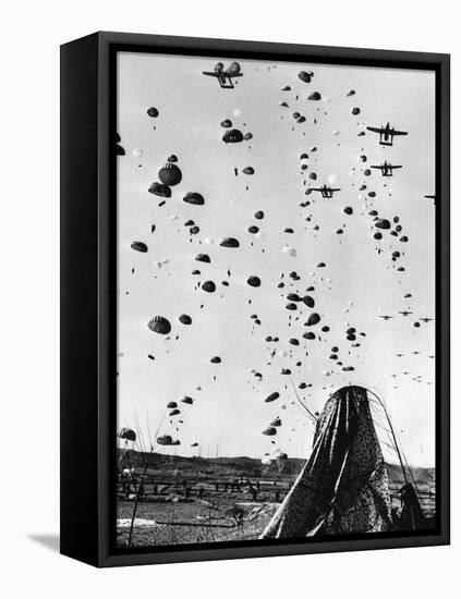 Troops Parachuting into Korea-null-Framed Stretched Canvas