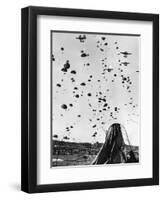 Troops Parachuting into Korea-null-Framed Premium Photographic Print