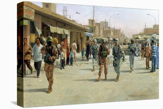 Troops Patrolling Market in Iraq-null-Stretched Canvas