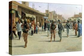 Troops Patrolling Market in Iraq-null-Stretched Canvas