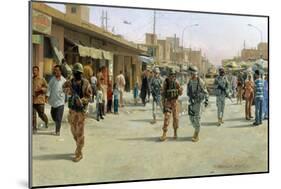 Troops Patrolling Market in Iraq-null-Mounted Giclee Print