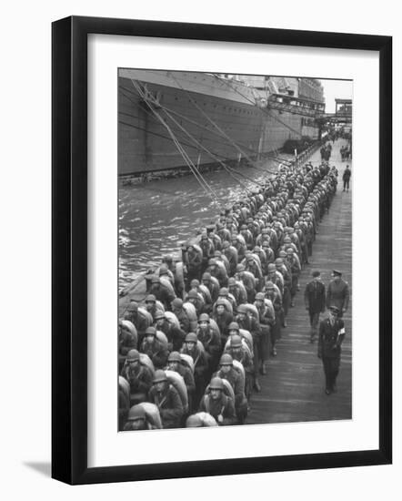 Troops Ready for D-Day Invasion of Normandy are Reviewed before Shipping Out, During WWII-Bob Landry-Framed Premium Photographic Print