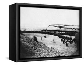 Troops Ready for Evacuation at Dunkirk-null-Framed Stretched Canvas