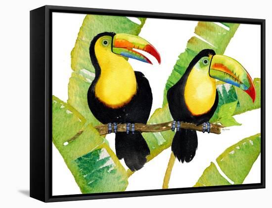 Tropcial Toucan Pair-Mary Escobedo-Framed Stretched Canvas