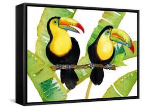 Tropcial Toucan Pair-Mary Escobedo-Framed Stretched Canvas