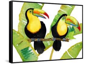 Tropcial Toucan Pair-Mary Escobedo-Framed Stretched Canvas