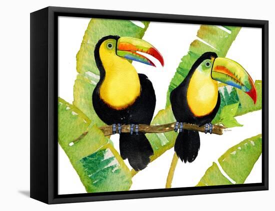 Tropcial Toucan Pair-Mary Escobedo-Framed Stretched Canvas