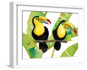 Tropcial Toucan Pair-Mary Escobedo-Framed Art Print