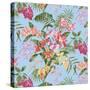 Tropic Bouquet Aqua-Bill Jackson-Stretched Canvas