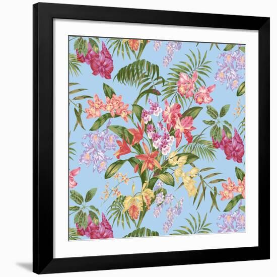 Tropic Bouquet Aqua-Bill Jackson-Framed Giclee Print