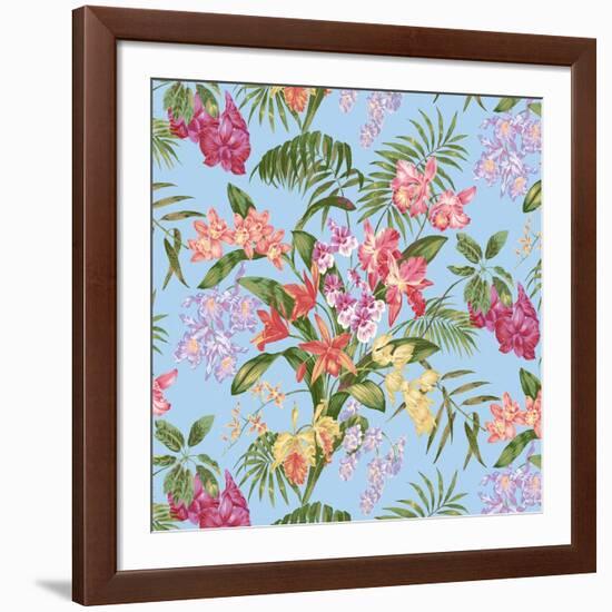 Tropic Bouquet Aqua-Bill Jackson-Framed Giclee Print