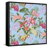 Tropic Bouquet Aqua-Bill Jackson-Framed Stretched Canvas