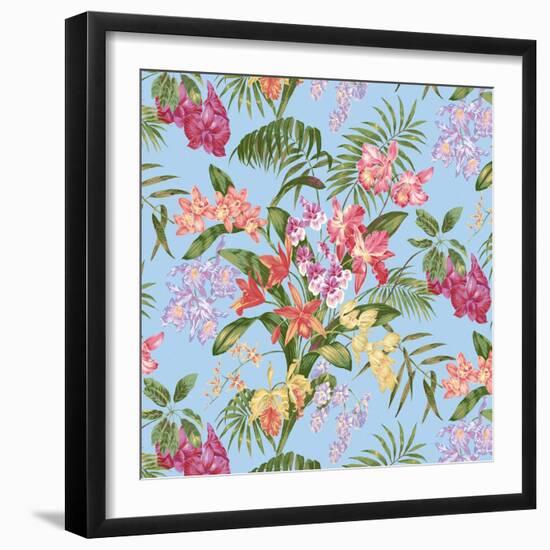 Tropic Bouquet Aqua-Bill Jackson-Framed Giclee Print